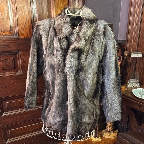 Luxurious Grey Black Goatskin Fur Coat - Picture 1 of 8